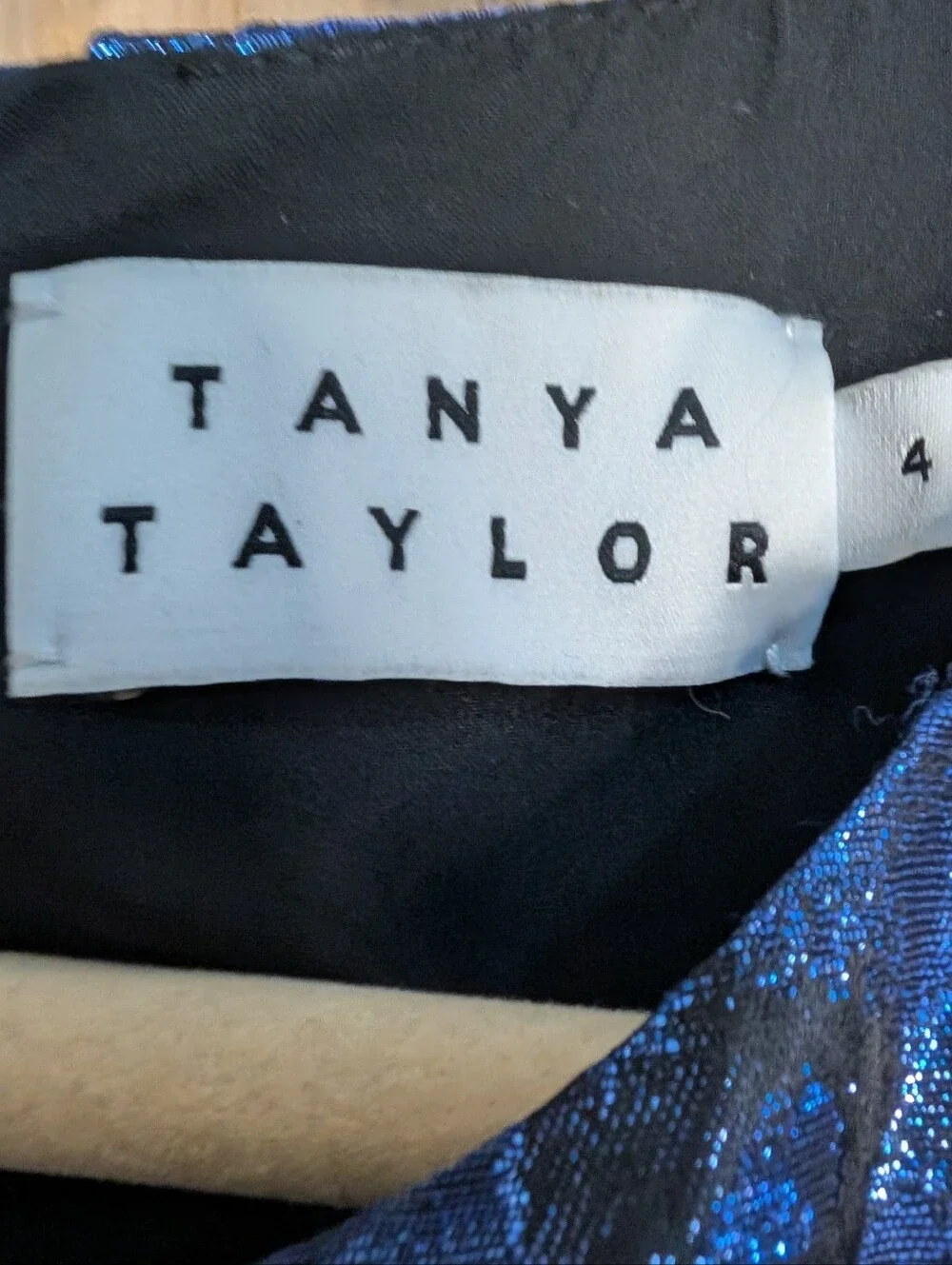 Tanya Taylor Tracy Blue Metallic Leopard Shift Dress ... Size 4